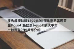 多头虎视眈眈1800大关!催化剂已出现黄金&quot;最猛烈&quot;的大牛市一触即