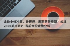 金价小幅冲高，分析师：近期前景看涨，关注2600关口阻力-当前金价走势分析