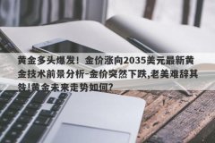 黄金多头爆发！金价涨向2035美元最新黄金技术前景分析-金价突然下跌,老美难辞