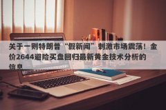 关于一则特朗普“假新闻”刺激市场震荡！金价2644避险买盘回归最新黄金技术