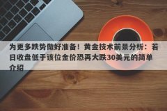 为更多跌势做好准备！黄金技术前景分析：若日收盘低于该位金价恐再大跌30美