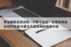 黄金最新走势分析：只要守住这一关键支撑金价恐仍有逾30美元大涨空间的简单