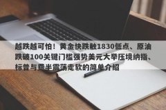 越跌越可怕！黄金快跌触1830低点、原油跌破100关键门槛强势美元大举压境纳指、标普与费半震荡走软的简单介绍
