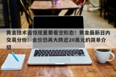 黄金技术面惊现重要看空形态！黄金最新日内交易分析：金价恐再大跌近20美元