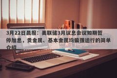3月22日晨报：美联储3月议息会议如期暂停加息，贵金属、基本金属均偏强运行