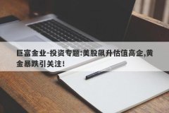 巨富金业-投资专题:美股飙升估值高企,黄金暴跌引关注！